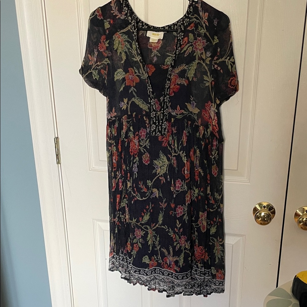 Anthropologie Maeve Floral dress in Black and Pink size extra small